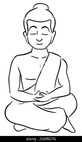 Premium Vector  Buddha meditation illustration with hand drawn outline  doodle style