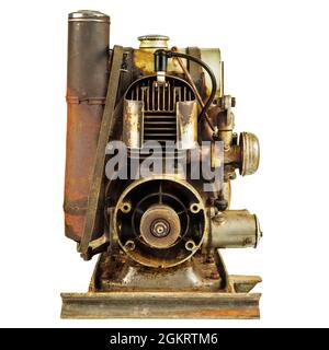Old rusty motor engine isolated on a white background Stock Photo