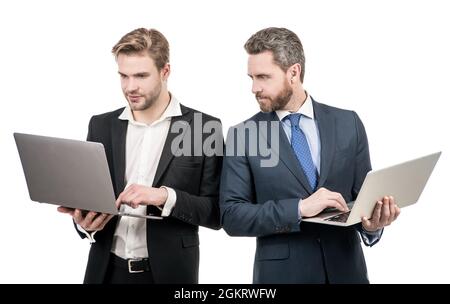 Doing business online. Digital professionals. Businessmen work on computers. E-commerce business Stock Photo