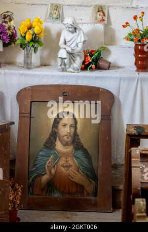 Painting of Jesus Christ inside  baroque chapel dating from 1769 in the Brehyne - Doksy, Czech republic Stock Photo