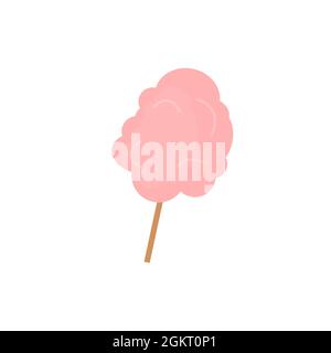 Flat cartoon cotton candy,street restaurant and cafe dishes,confectionery store assortment vector illustration concept Stock Vector