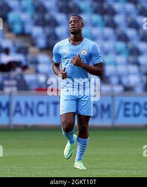 Manchester City's Luke Mbete during the UEFA Youth League, Group A match at the Manchester City Academy Stadium. Picture date: Wednesday September 15, 2021. Stock Photo