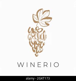 Abstract sketch logo with the grape cluster for wine cellar, vineyard, or wine company. Stock Vector