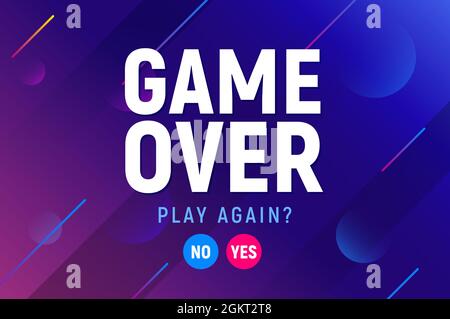 Game over vector video game screen background. Geometric game over design banner Stock Vector