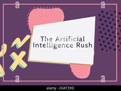 The artificial intelligence rush text against abstract shapes on purple background Stock Photo