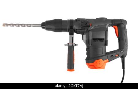 Rotary hammer with a drill isolated on white background Stock Photo