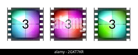 Film strip countdown movie number cinema vintage vector old frame ...