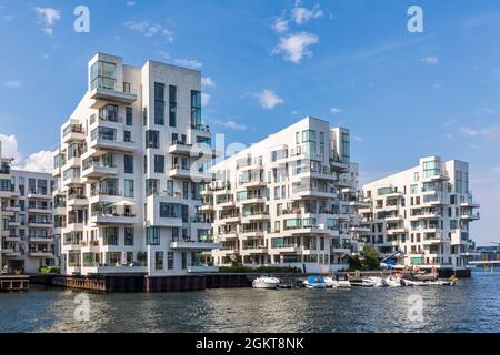 Award winning architecture of residential buildings Havneholmen at Kalvebod Brygge in the port of Copenhagen, Denmark Stock Photo