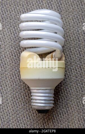 Old Used Cfl Compact Fluorescent Lightbulb Energy Saving Stock Photo