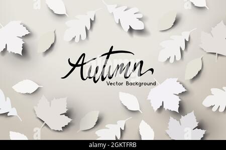 Autumn season background design with falling paper autumn leaves and room for text. Vector illustration Stock Vector