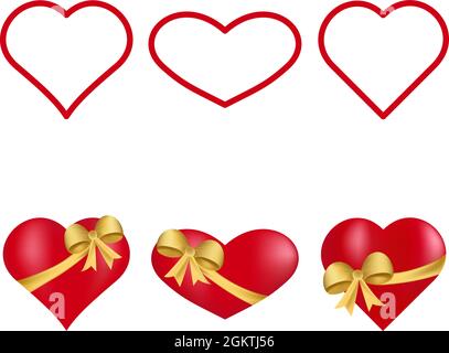 Red valentine's day gift, heart box, heart shapes Stock Vector