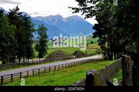 Rural part of the Anterselva valley with the Hochalpenkopf and the Valdaora mountains in the background Stock Photo