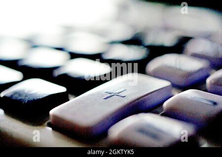 Simple Calculator with big buttons, numbers close up Stock Photo