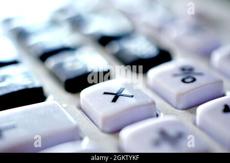 Simple Calculator with big buttons, numbers close up Stock Photo