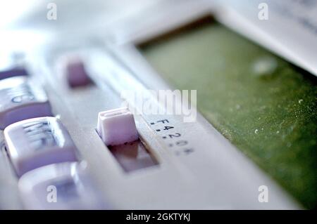 Simple Calculator with big buttons, numbers close up Stock Photo