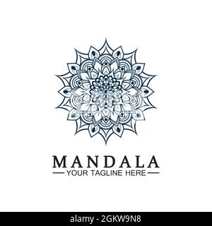 Circle pattern petal Flower Mandala Vector logo template illustration. Colorful template for spiritual retreat or yoga studio,Ornamental business card Stock Vector