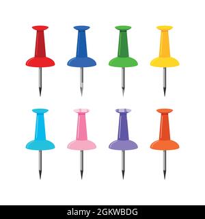 Pin push board vector set isolated on white background. Stock Vector