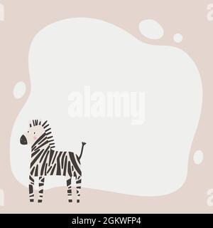 Cute animal a blot frame in simple cartoon hand-drawn style.Template for your text or photo. Ideal for cards, invitations, party, kindergarten, presch Stock Vector