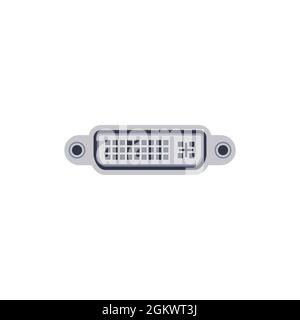 DVI-I pc universal connector icon. Vector graphic illustration of Port in flat style. USB type, video and audio port. Displayport and other computer i Stock Vector