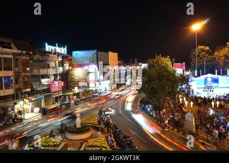 Chiangmai, Thailand  September  4 ,2021  The traffic  at Thapae gate in Chiang Mai town during the Covid-19 Stock Photo