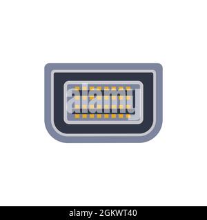 Mini DVI pc universal connector icon. Vector graphic illustration of Port in flat style. USB type, video and audio port. Displayport and other compute Stock Vector