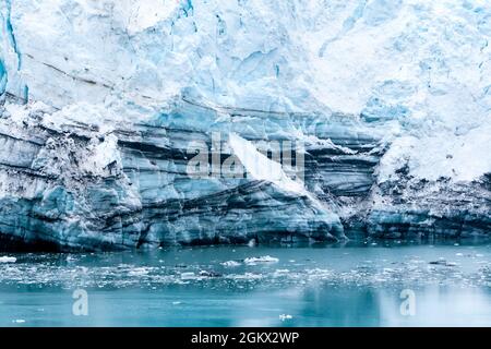 Close up of striations in the Margerie Glacier terminus, Glacier Bay National Park, Alaska Stock Photo