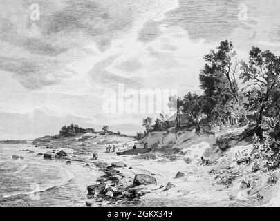 Coastal landscape of the Peninsula Alsen in the Baltic Sea, then Province Schleswig-Holstein today Jutland, Denmark Stock Photo