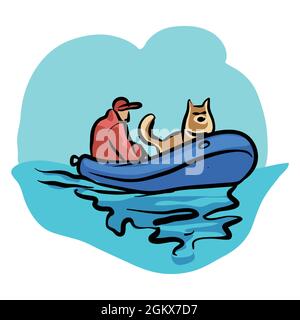 Boat riding Illustration Stock Vector