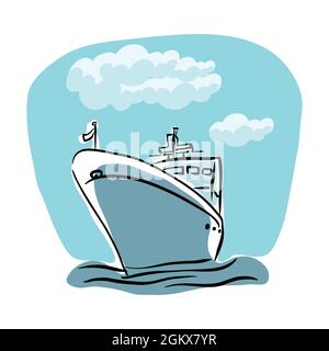 Ship and cloud illustration. Stock Vector