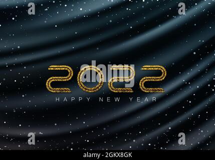 Luxurious and elegant 2022 Happy New Year design with black and gold ...