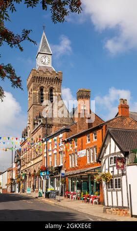 UK, England, Cheshire, Congleton, Lawton Street and Town Hall Stock Photo