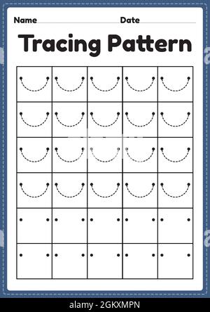 tracing pattern sleeping and standing lines worksheet for kindergarten preschool and montessori school kids to improve handwriting practice activitie stock vector image art alamy