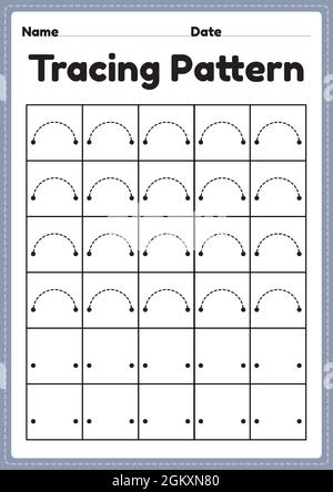 tracing pattern sleeping and standing lines worksheet for kindergarten preschool and montessori school kids to improve handwriting practice activitie stock vector image art alamy