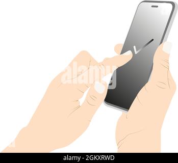 Activate with finger on smartphone screen, success, confirm, smartphone, using a phone vector stock illustration. Stock Vector