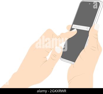 Search engine on phone screen,Phone search, web search, internet search, search engine, using smart phone vector Stock Vector