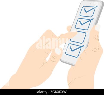 Selected, select, choices, selection box, preference, mark, vote, checkbox on smartphone, solution Stock Vector