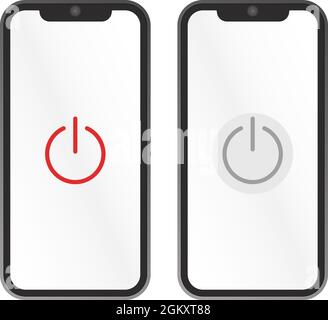 Power off, turn off, off, close, mobile phone, smart phone, hand, turn of device vector stock. Stock Vector