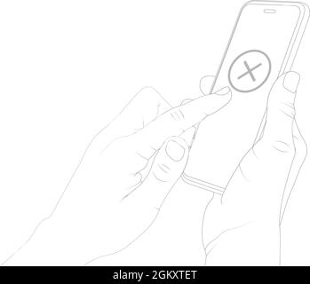 Deactivate, fail, unsuccessful, refuse, smartphone, using a phone, cancel, refuse. Stock Vector