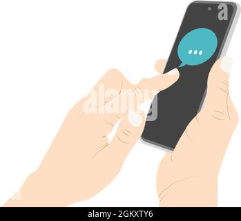 Messaging, while using a smartphone, chat, talk, conversation vector stock illustration. Stock Vector