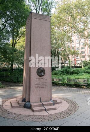 New York, NY - September 15, 2021: Nobel Monument seen during unveiling eight new inscriptions of American recipients of the prize at Theodore Roosevelt Park Stock Photo