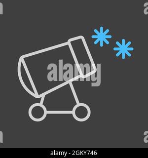 Snow cannon vector icon on dark background. Winter sign. Graph symbol for travel and tourism web site and apps design, logo, app, UI Stock Vector