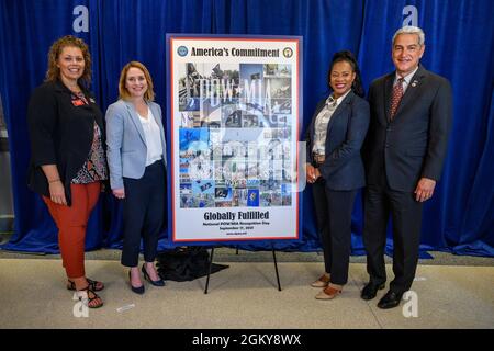 Deputy Secretary of Defense Dr. Kathleen H. Hicks attends the unveiling of the POW/MIA 2021 poster unveiling at the Pentagon, Washington, D.C., July 27, 2021. Stock Photo