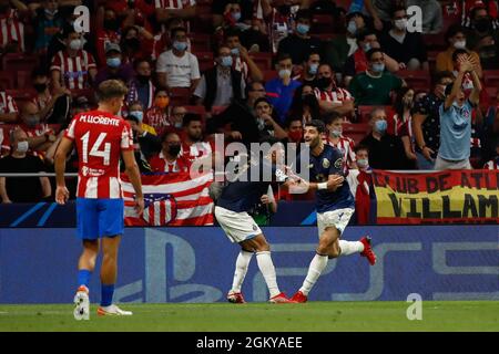 Madrid, Spain. 15th Sep 2021. Mehdi Taremi of FC Porto celebrates a goal during the UEFA Champions League match between Atletico de Madrid and FC Porto at Wanda Metropolitano in Madrid, Spain. Credit: DAX Images/Alamy Live News Stock Photo