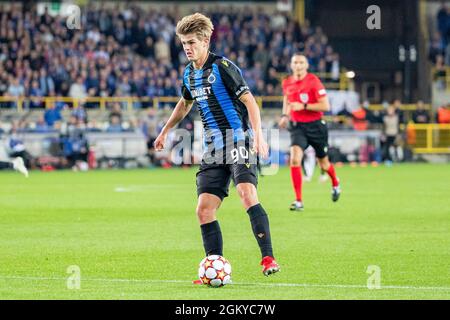 Club's Charles De Ketelaere pictured in action during a game between Belgian soccer team Club Brugge and French club PSG Paris Saint-Germain, Wednesda Stock Photo