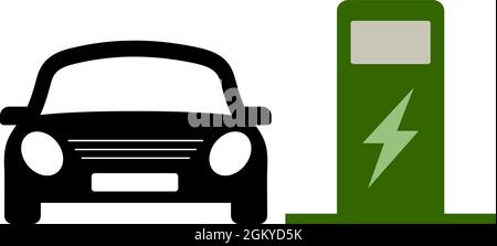 Electric Car charge station, electric vehicle, electric charge, charger station, vector stock illustration. Stock Vector