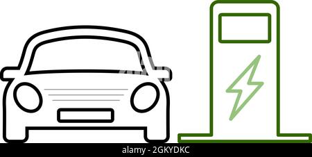 Electric Car charge station, electric vehicle, electric charge, charger station, vector stock illustration. Stock Vector