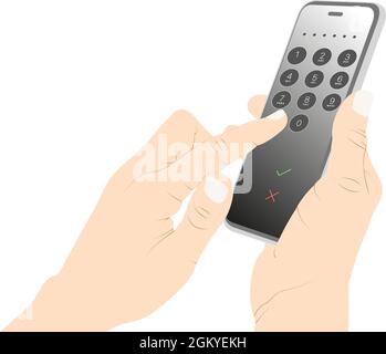 Pin code, security code, unlock, locked, unlocked, smartphone, confirm, cancel vector stock. Stock Vector
