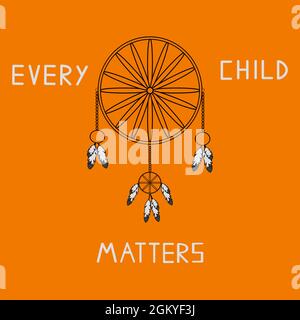 Every Child Matters Logo Design. Vector Illustration. Canadian Indigenous Tragedy Illustration. Orange day Stock Vector