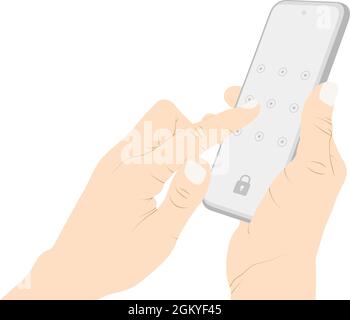 Smartphone security pattern operation, unlocking, locking, entering pin code, phone guard, phone security vector stock illustration Stock Vector