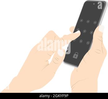Smartphone security pattern operation, unlocking, locking, entering pin code, phone guard, phone security vector stock illustration Stock Vector